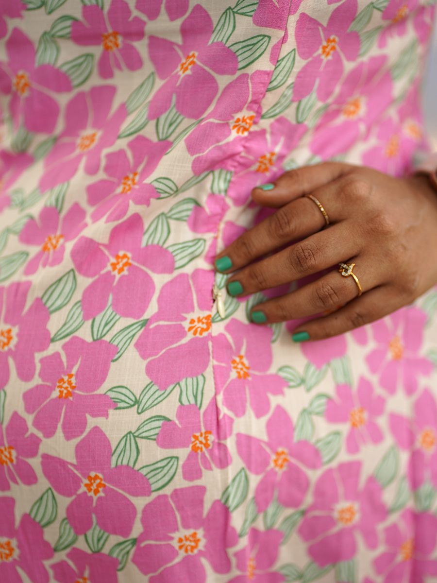 Maternity Short Night Gown- Ezra Pink