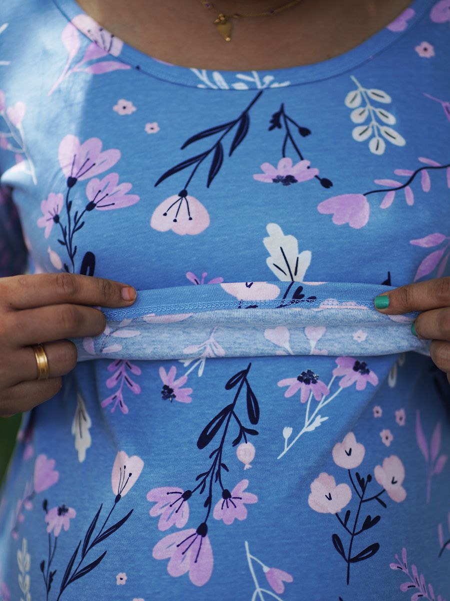 Maternity Short Zipless Dress-  Gilda sea blue