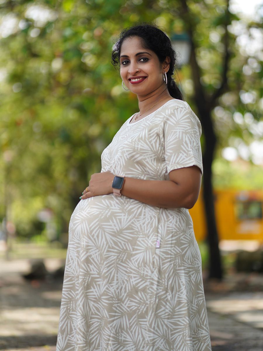 Maternity Short Zipless Dress-  Gilda cream