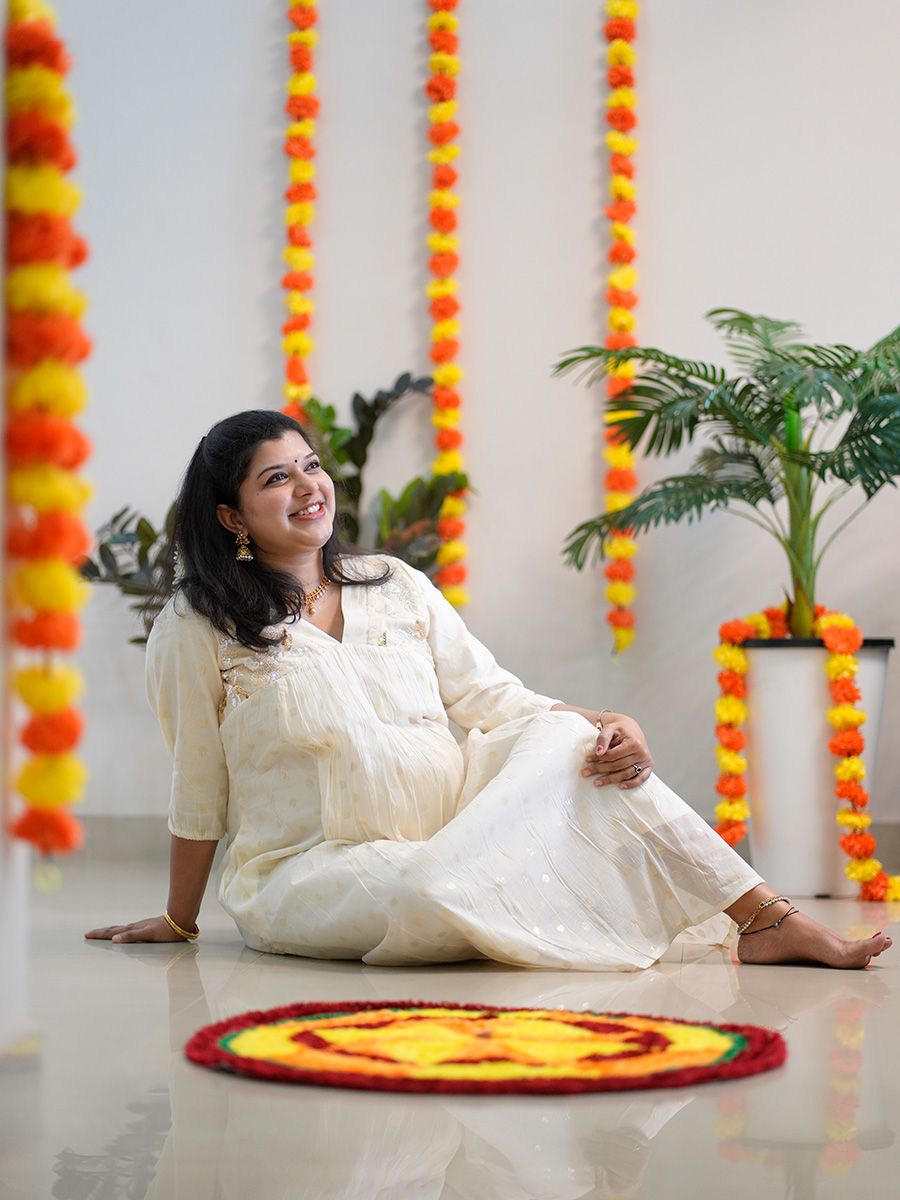 Maternity Midi Onam Festive Dress Clara