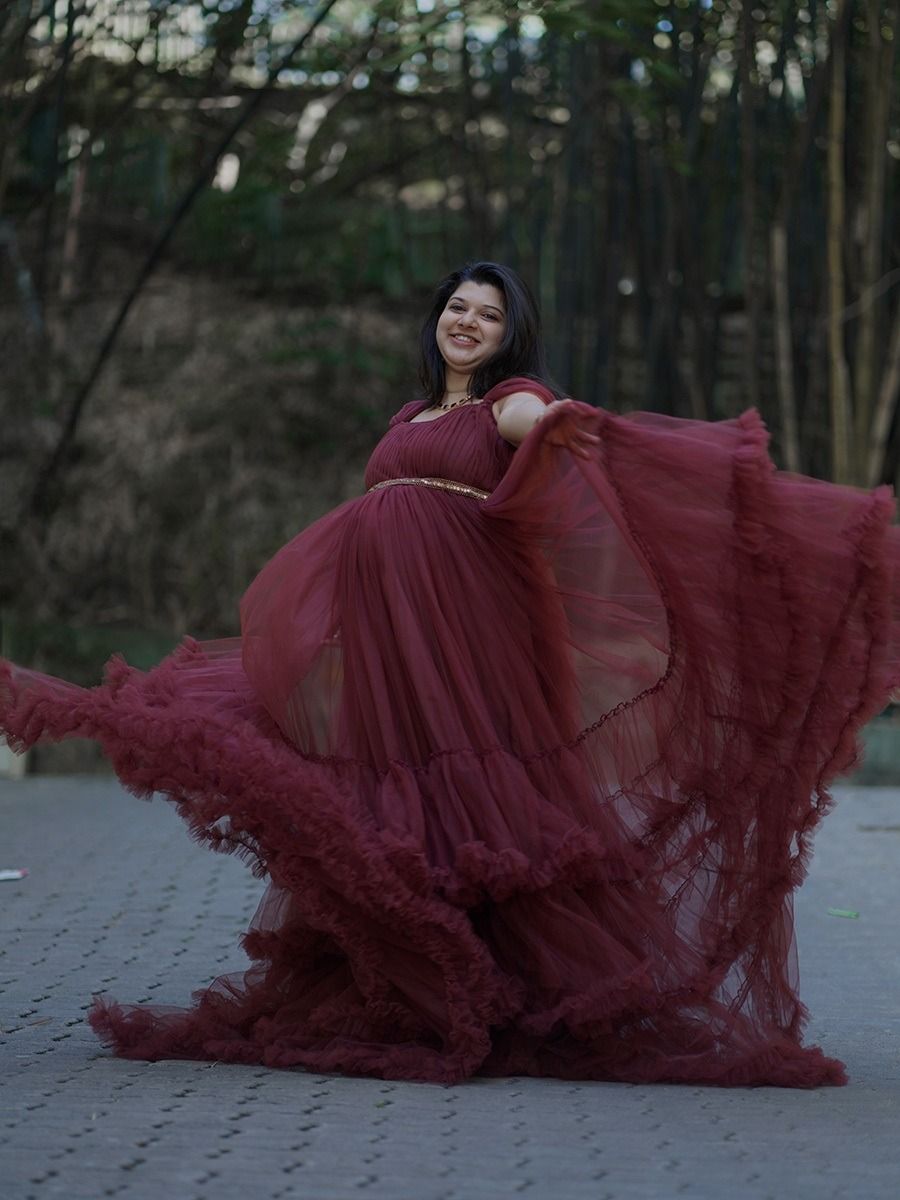 Maternity Baby Shower Brown Net