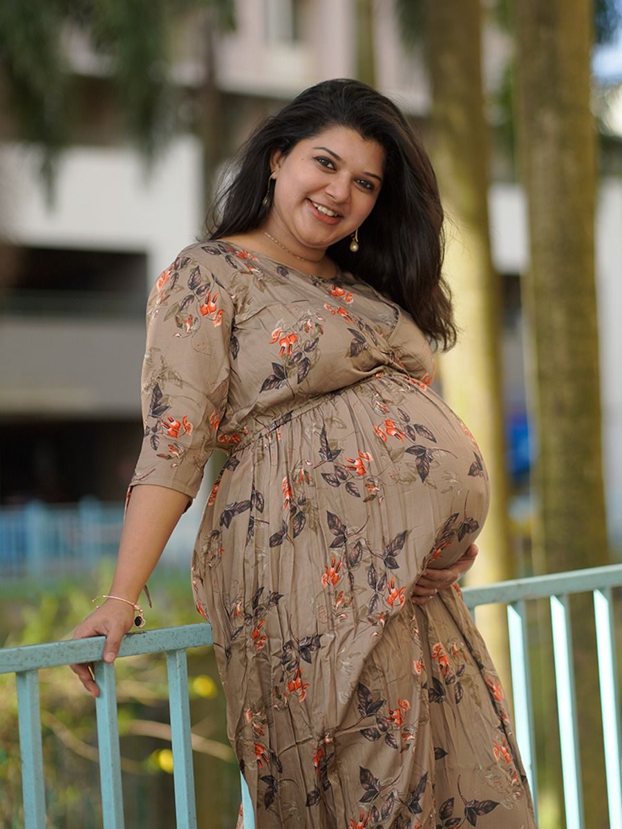 Maternity Maxi Dress Jez Beige