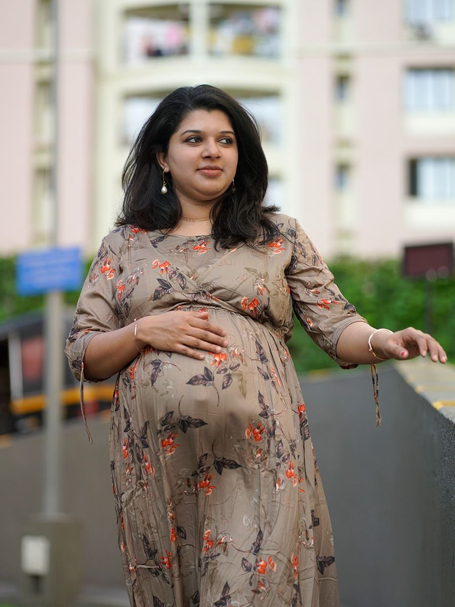 Maternity Maxi Dress Jez Beige