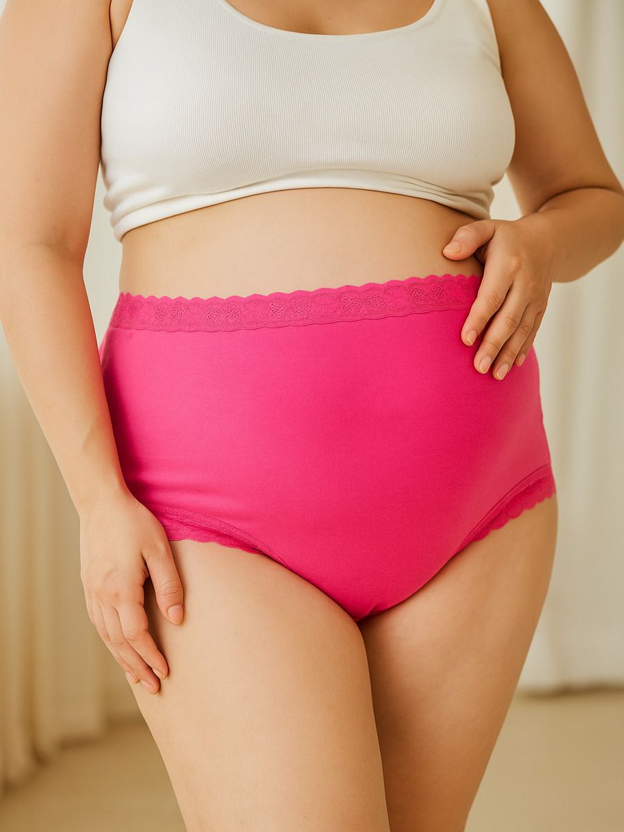 Cotton High Waist Maternity Panty Pink