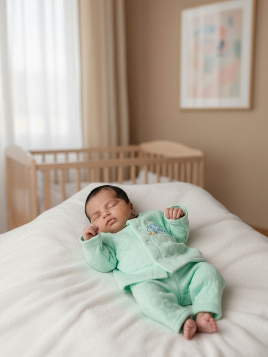 New Born Baby Sweater Top & Pant Green