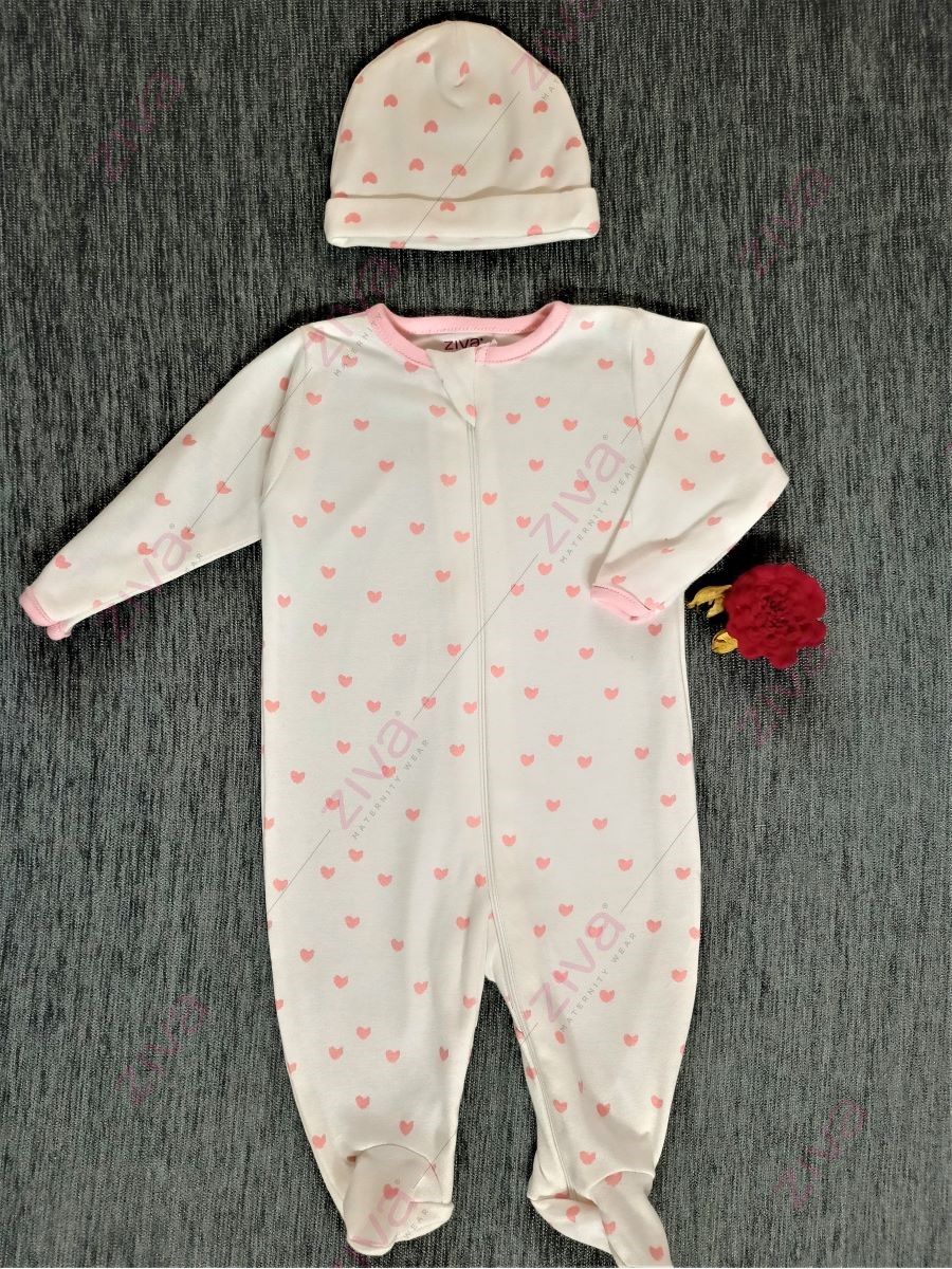 Heart Sleepsuit/Cap Girl