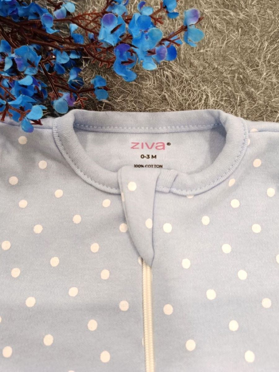 Baby Boy Sleepsuit/Cap- Blue Small Dot