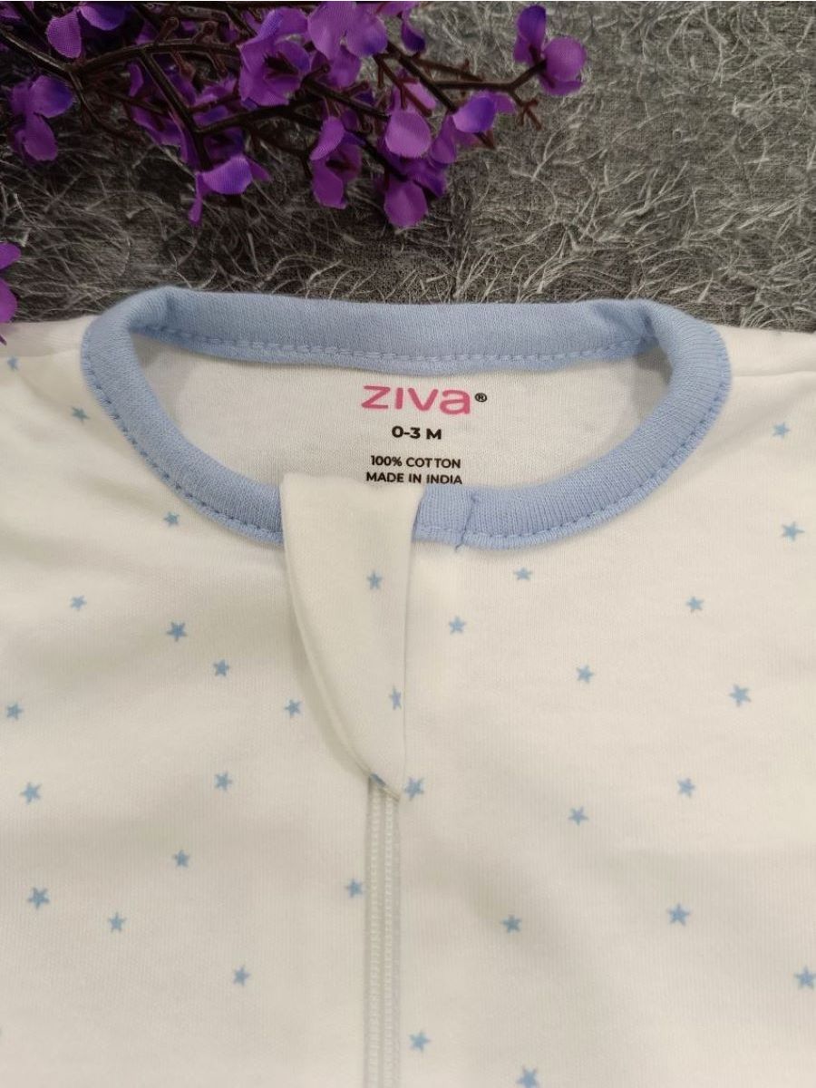 Baby Boy Sleepsuit/Cap- White Blue Star