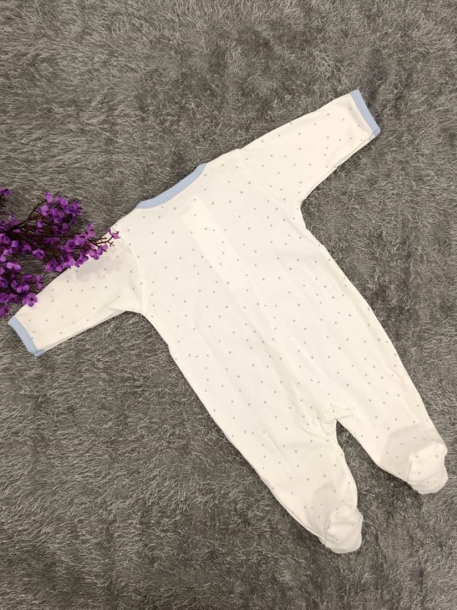 Baby Boy Sleepsuit/Cap- White Blue Star