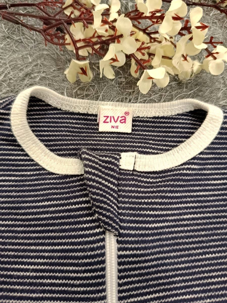 Baby Boy Sleepsuit/Cap- Ash Stripes