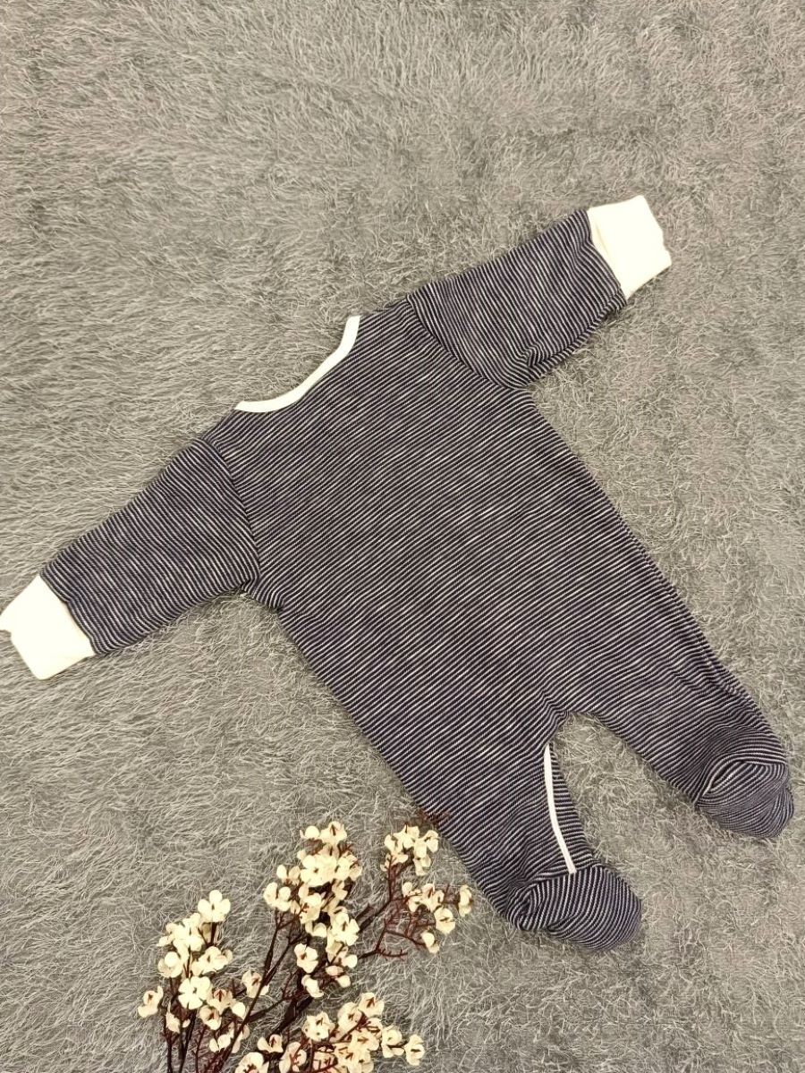 Baby Boy Sleepsuit/Cap- Ash Stripes