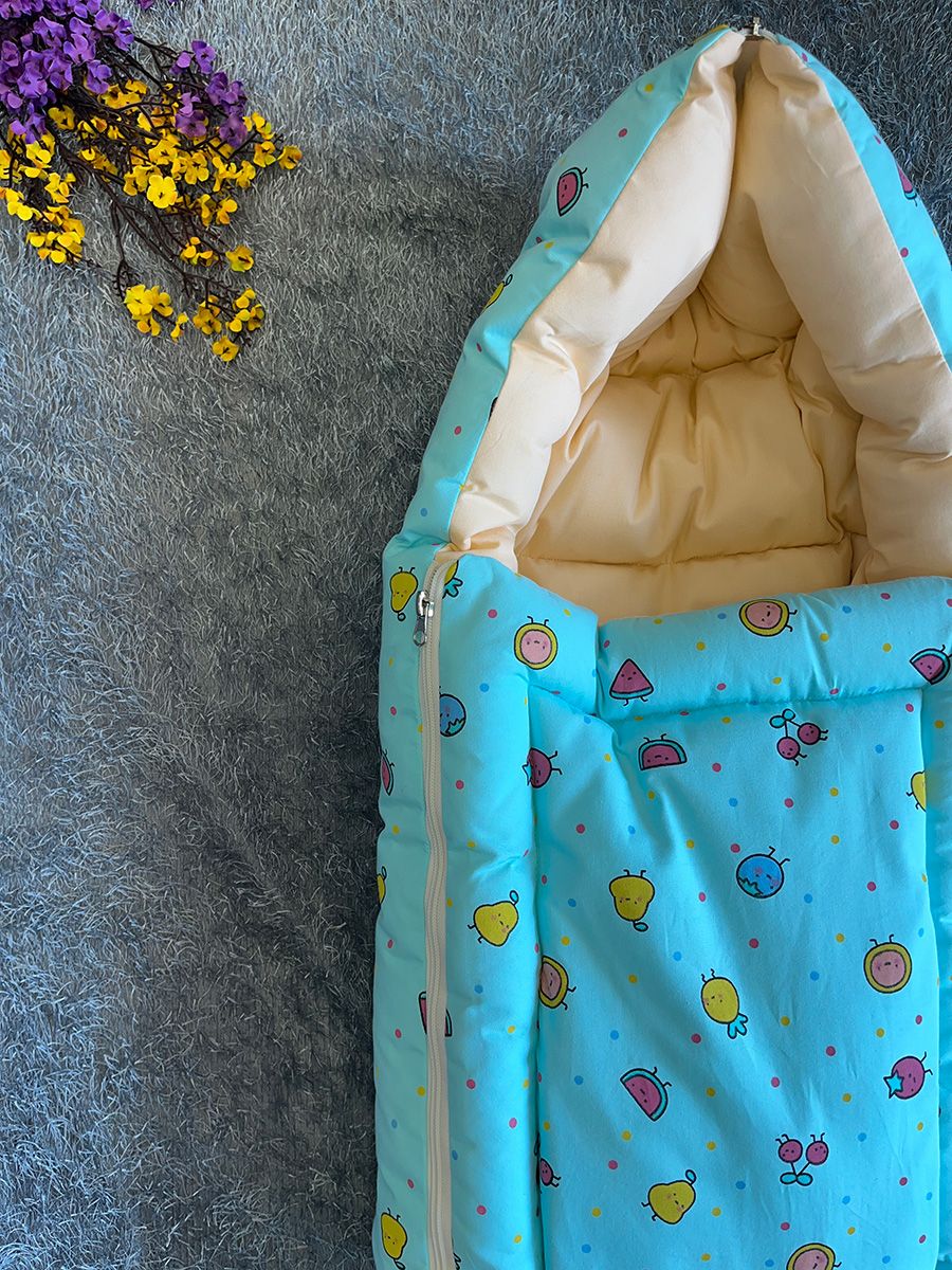 Ziva Double Shade Baby Bed Fruit Print Blue