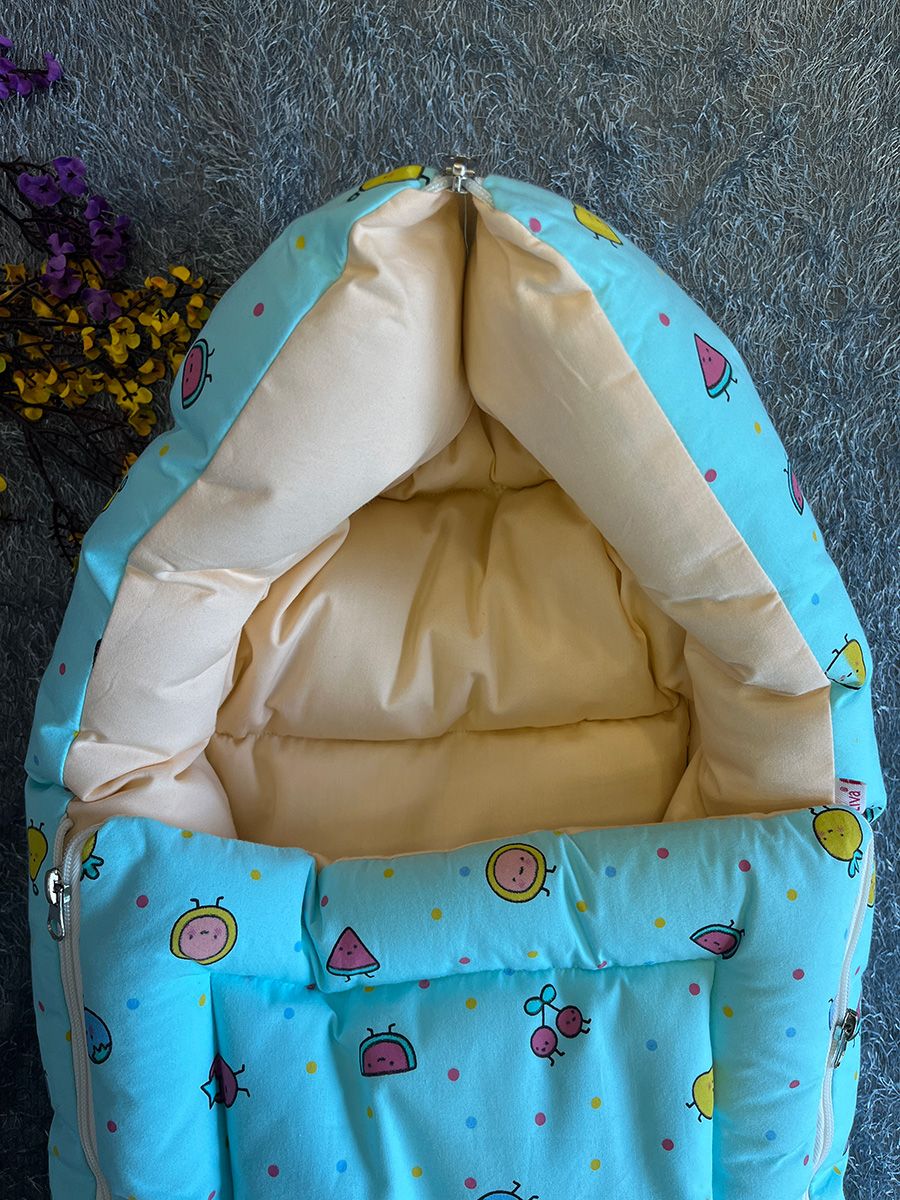 Ziva Double Shade Baby Bed Fruit Print Blue