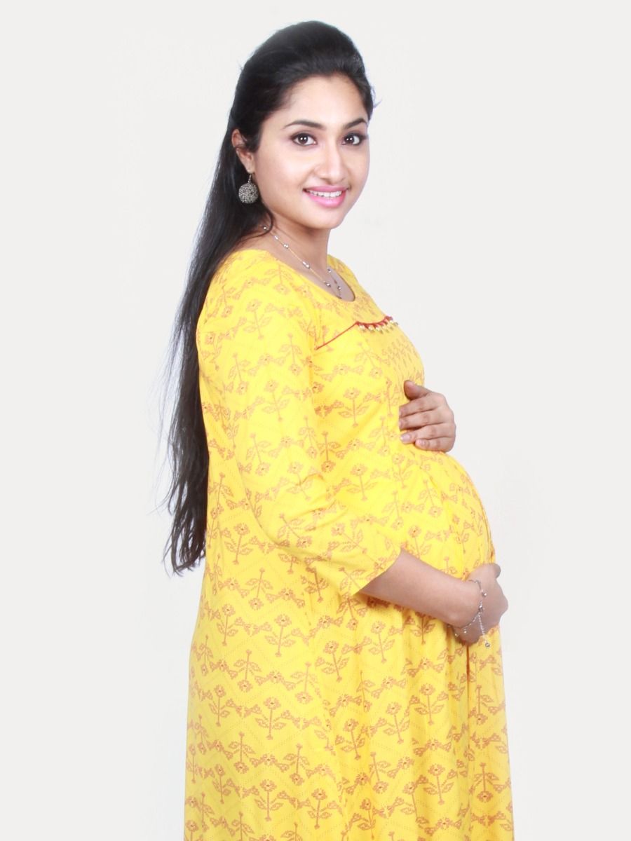 Maternity Midi Dress with FREE MASK (ANI YELLOW)