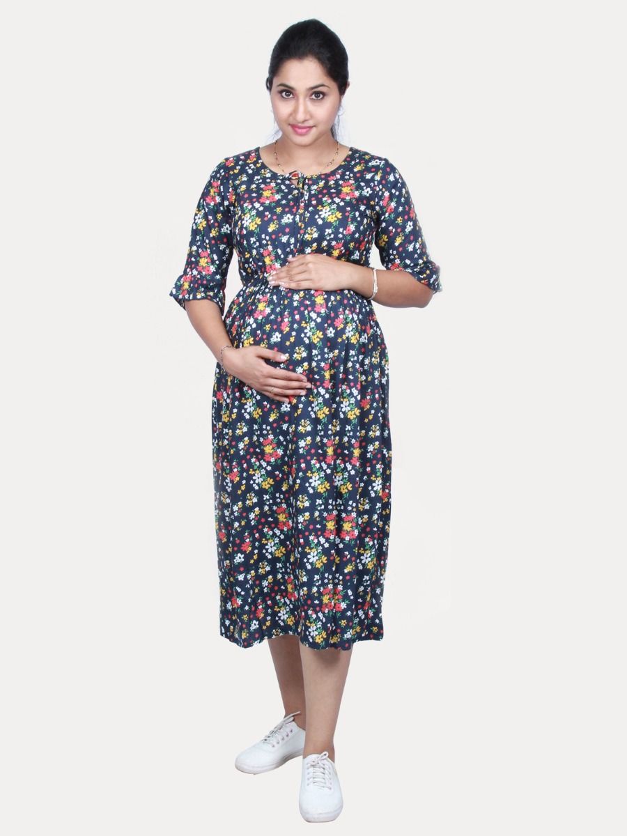 Maternity Midi Dress with FREE MASK (MISA BLUE)