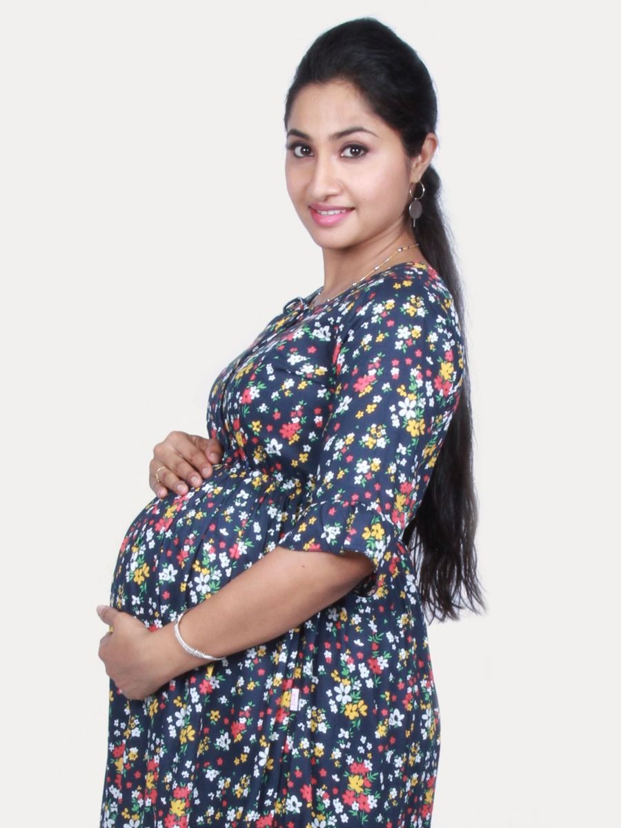 Maternity Midi Dress with FREE MASK (MISA BLUE)