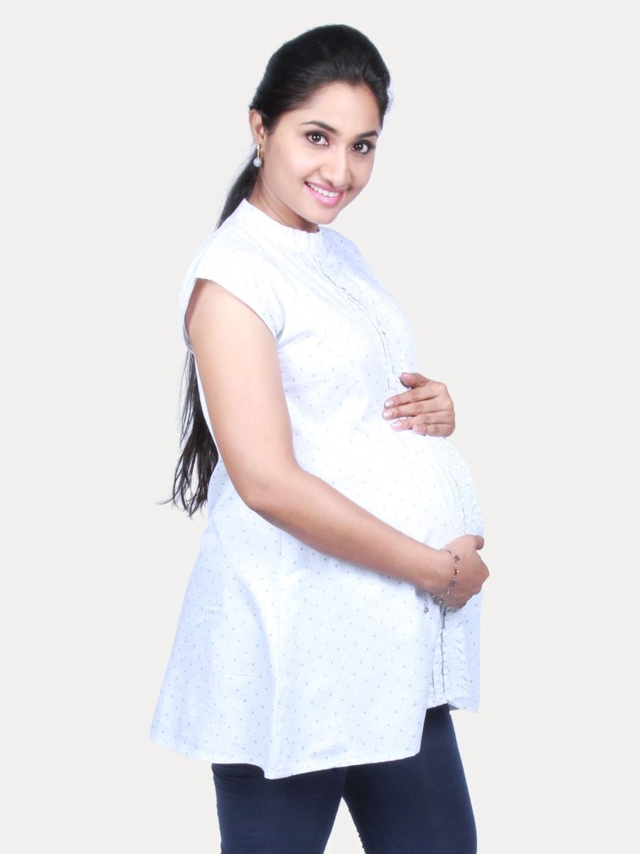 Maternity top with FREE MASK (NORA WHITE)