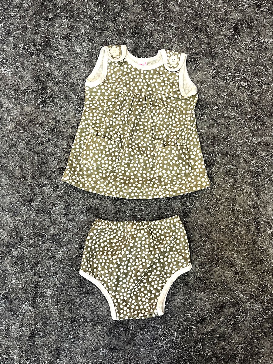 Baby Girl Frock Knitted with Panty Green