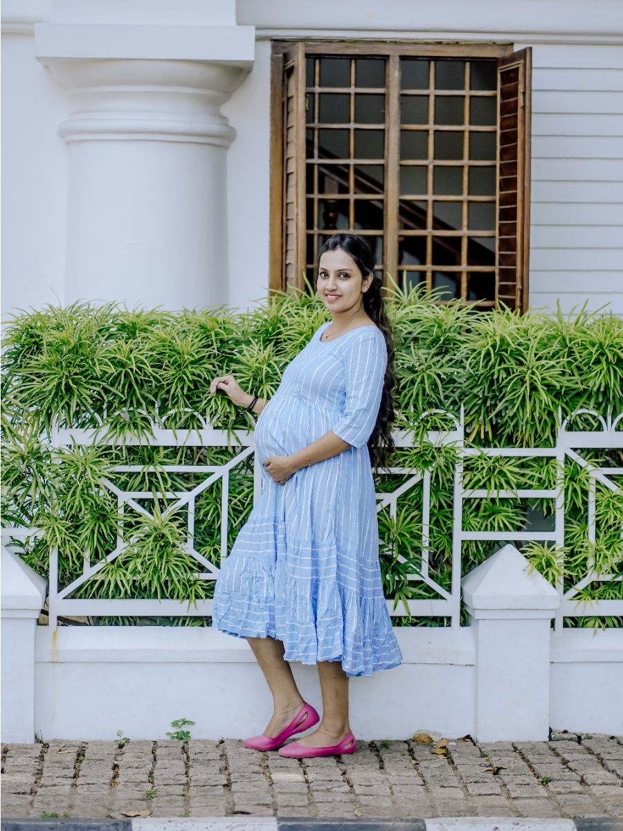 Maternity  Short Dress- Ari  Blue