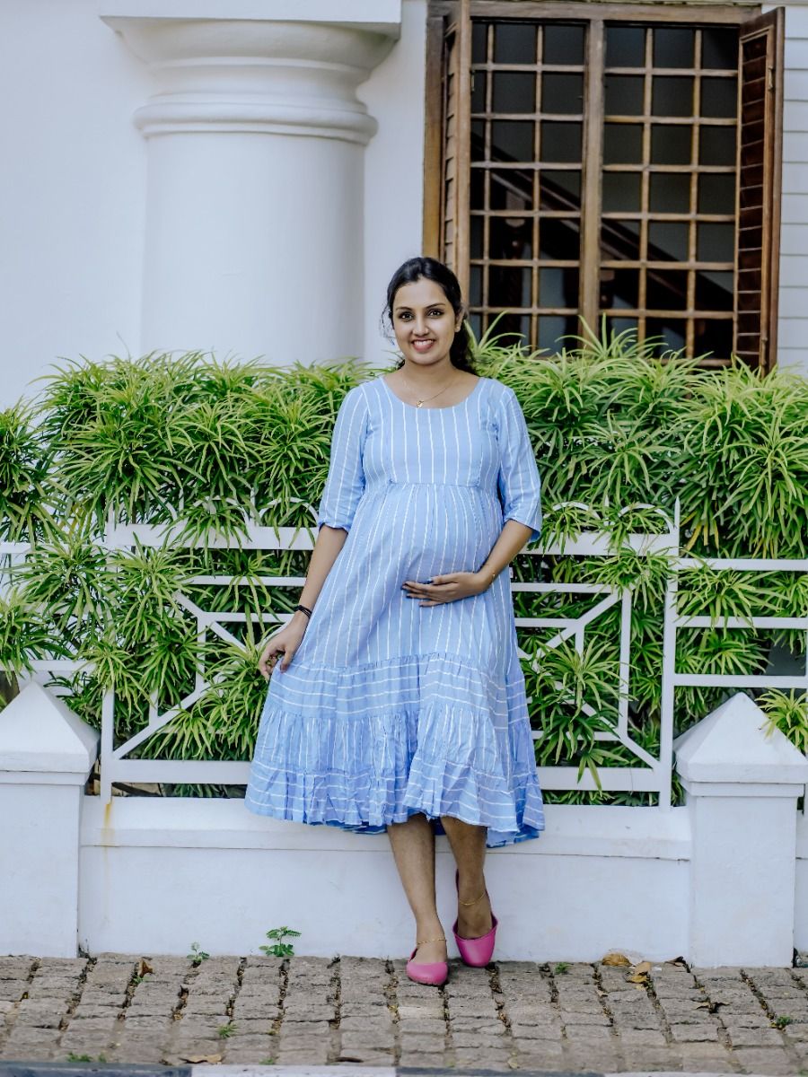 Maternity  Short Dress- Ari  Blue