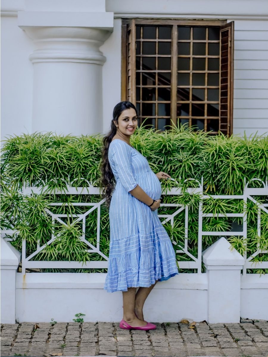 Maternity  Short Dress- Ari  Blue