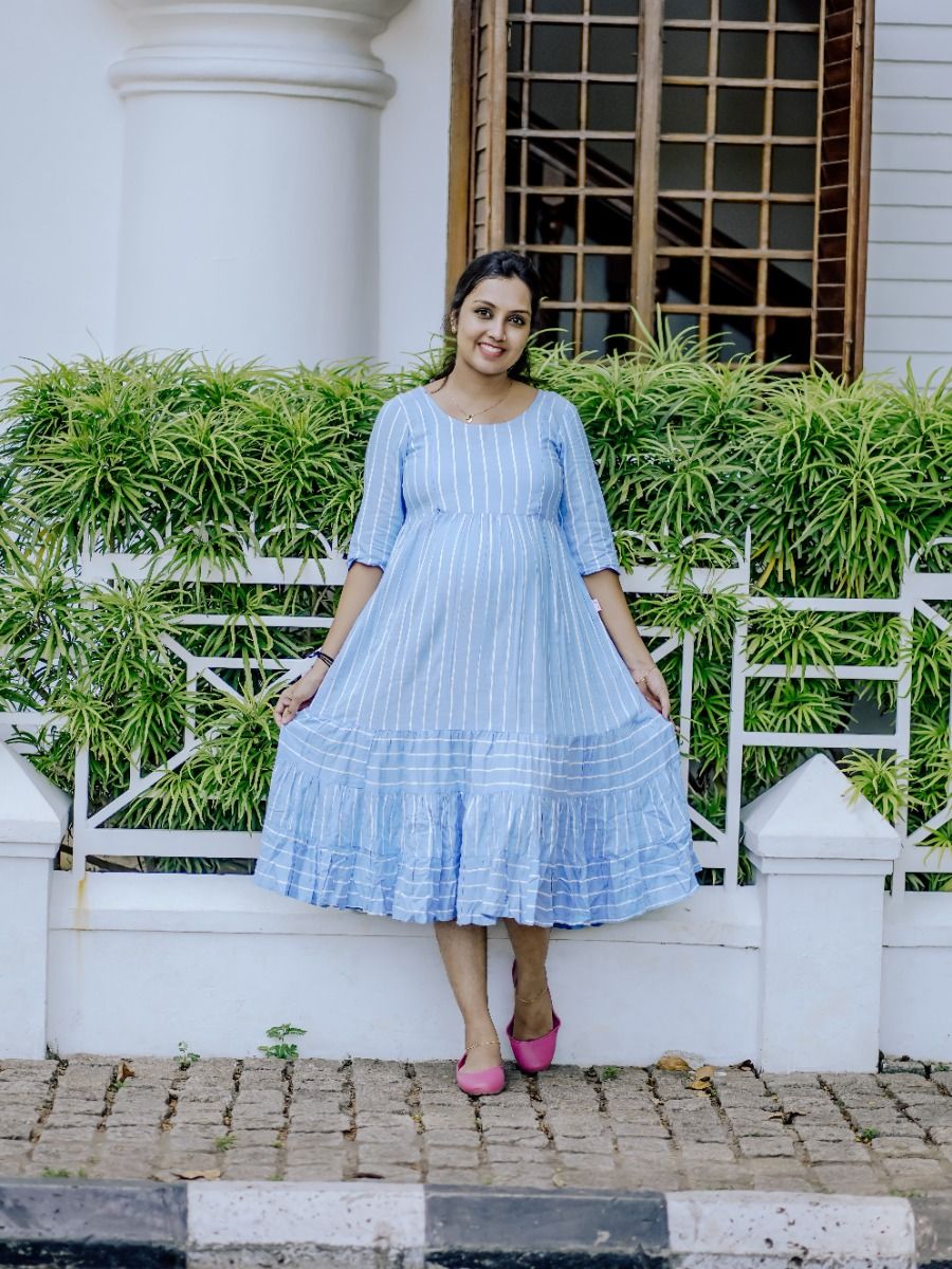 Maternity  Short Dress- Ari  Blue