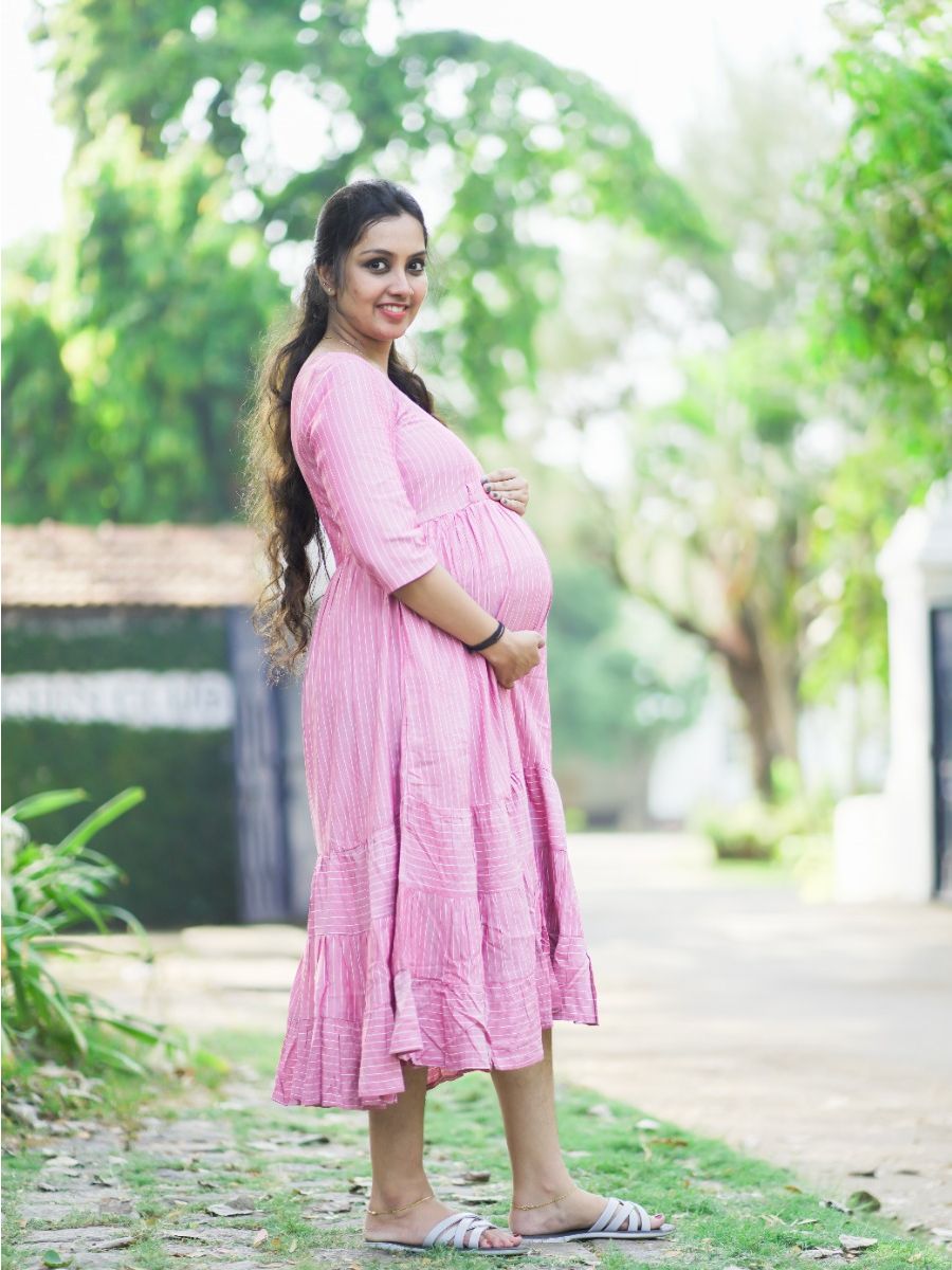 Maternity  Short Dress- Ari  D Pink