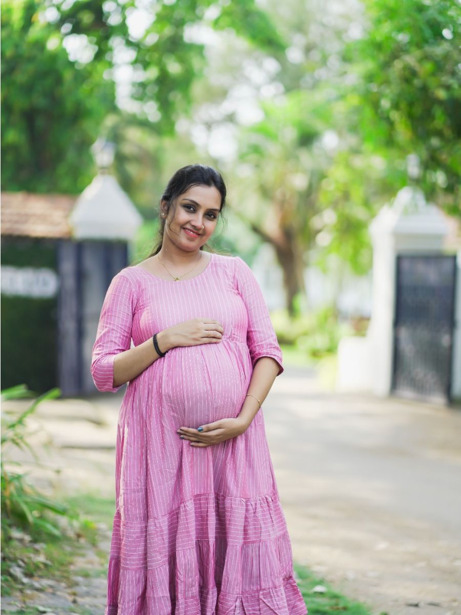 Maternity  Short Dress- Ari  D Pink