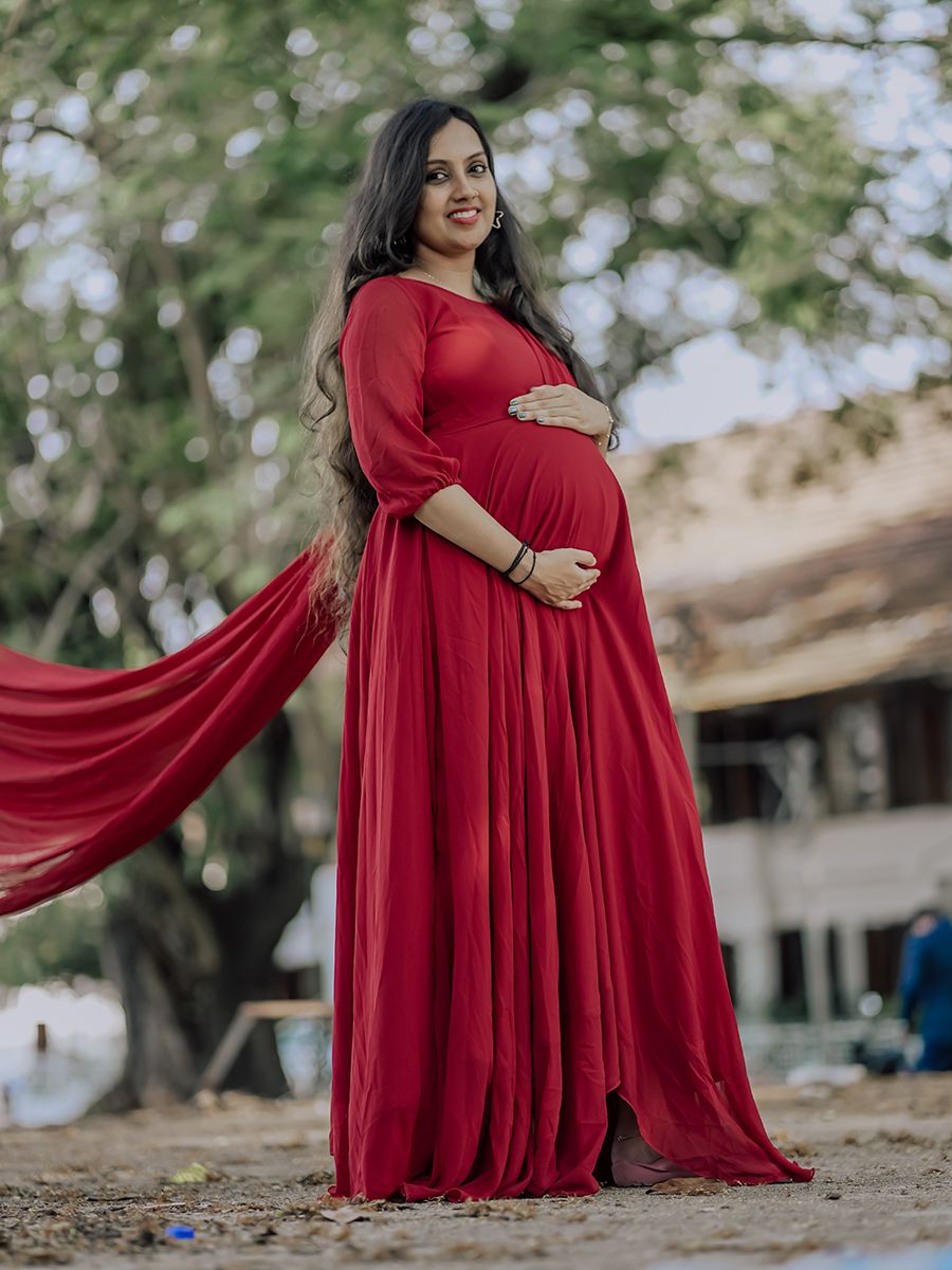 Maternity Red Gown with Fly