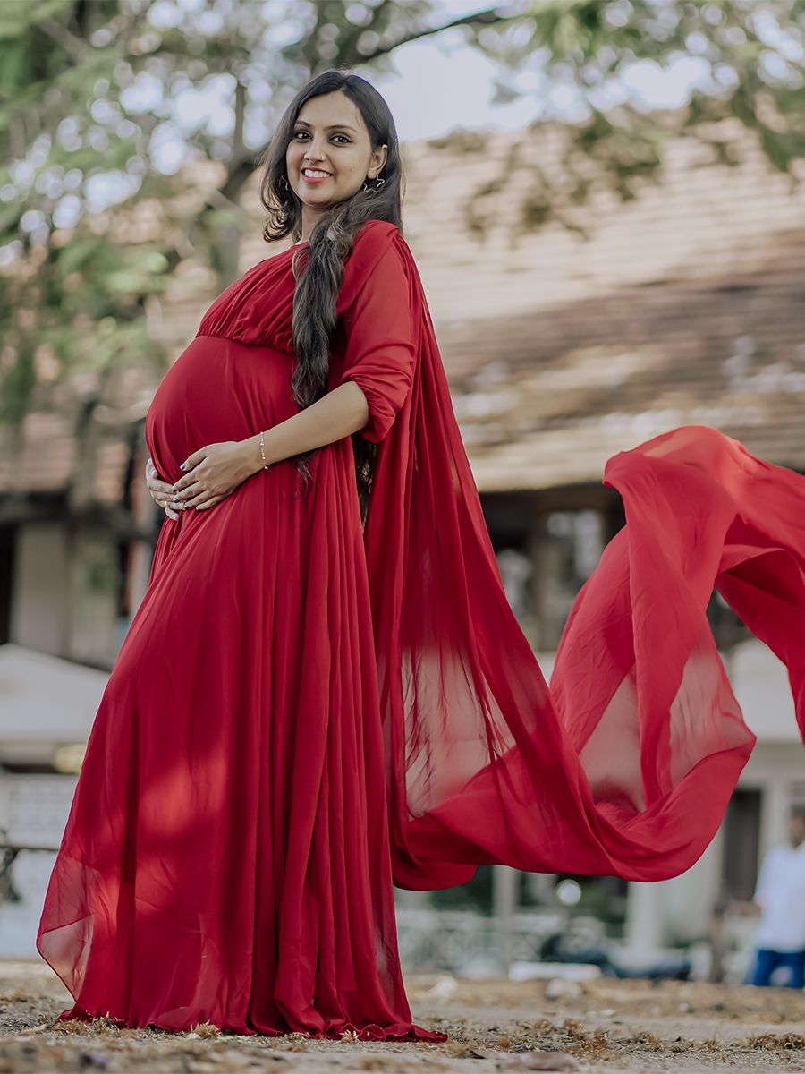 Maternity Red Gown with Fly