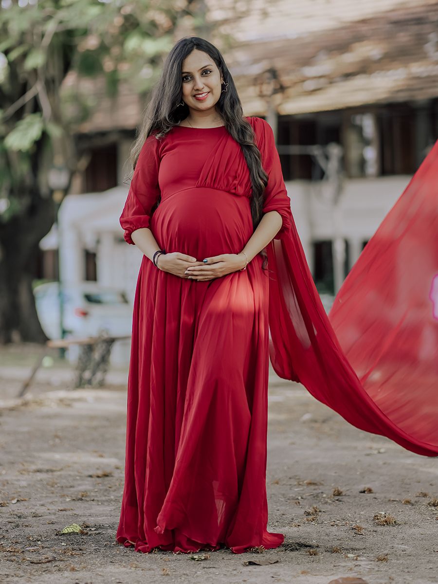 Maternity Red Gown with Fly