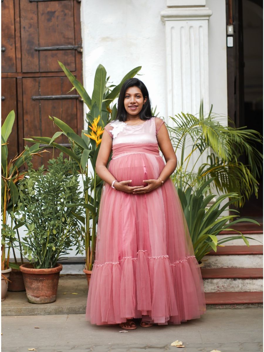 Maternity Baby Shower Gown Peach Shades