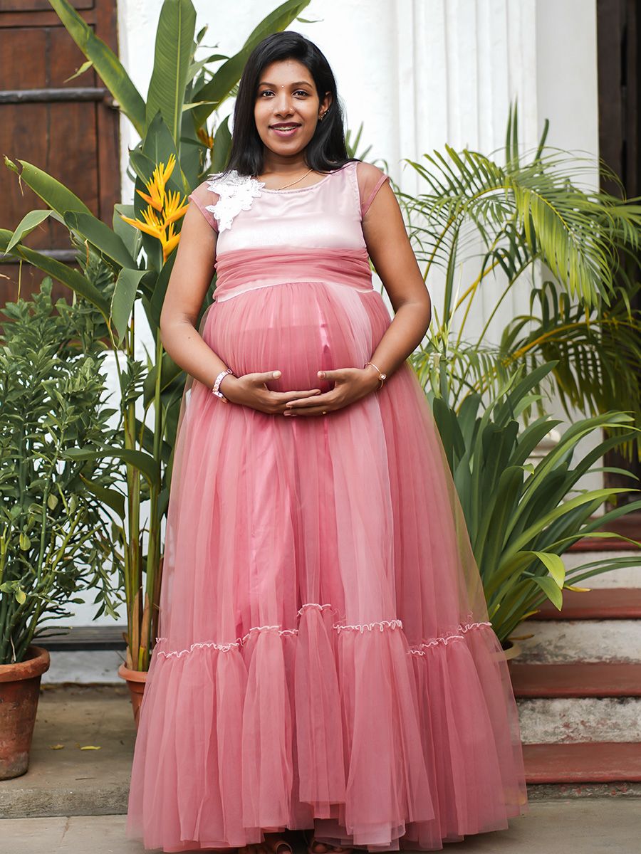 Maternity Baby Shower Gown Peach Shades