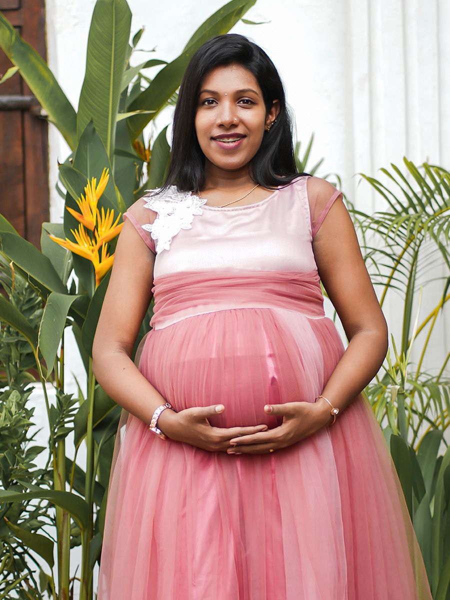 Maternity Baby Shower Gown Peach Shades