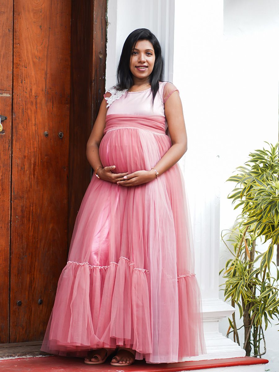 Maternity Baby Shower Gown Peach Shades