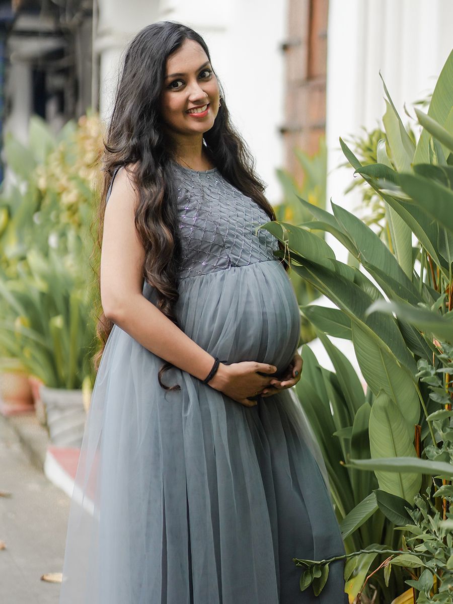 Maternity Baby Shower Gown Ash color