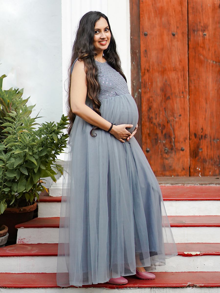 Maternity Baby Shower Gown Ash color