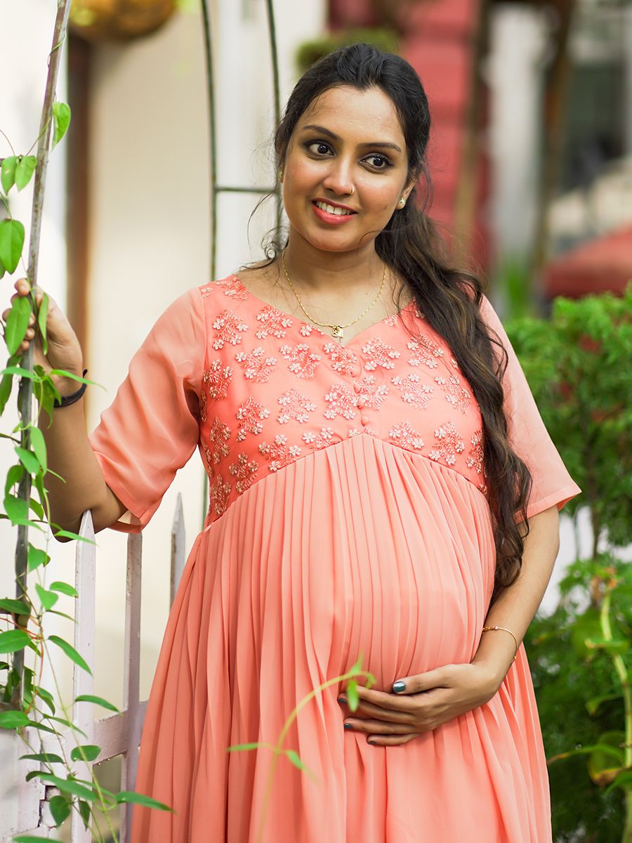 Maternity Party  Wear Short Dress- Peach