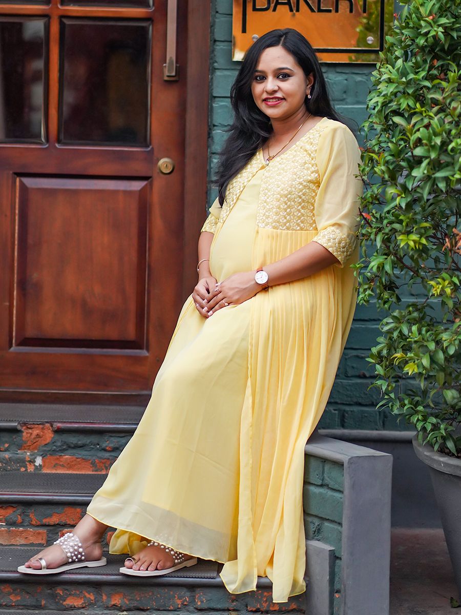 Maternity Party Wear- Yellow