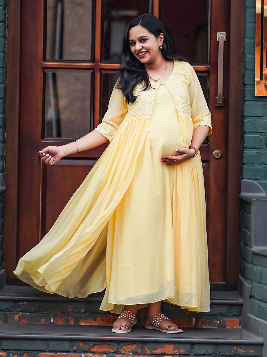 Maternity Party Wear- Yellow