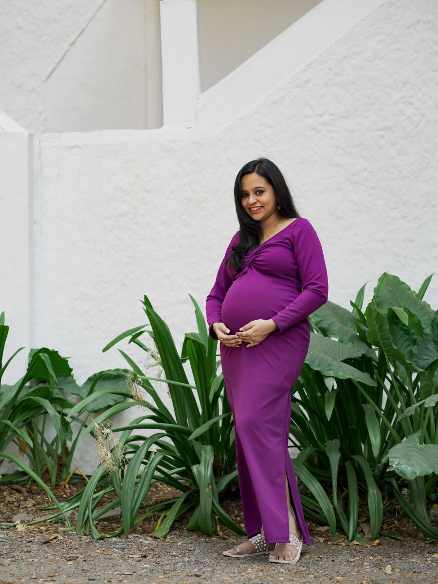 Maternity Photoshoot Knit Gown - Purple