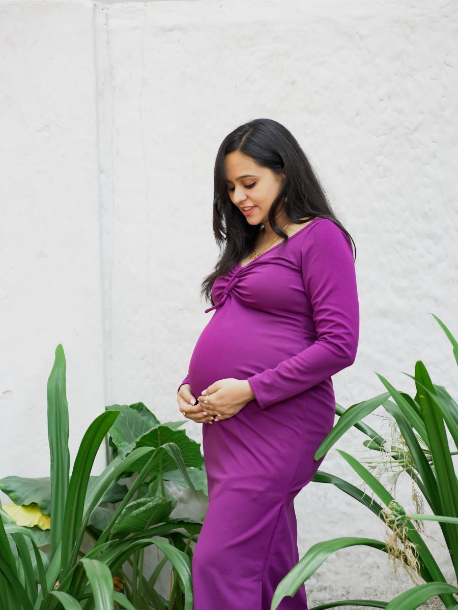 Maternity Photoshoot Knit Gown - Purple