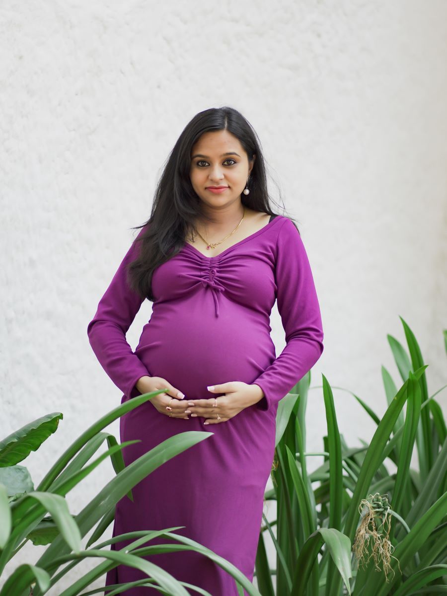 Maternity Photoshoot Knit Gown - Purple