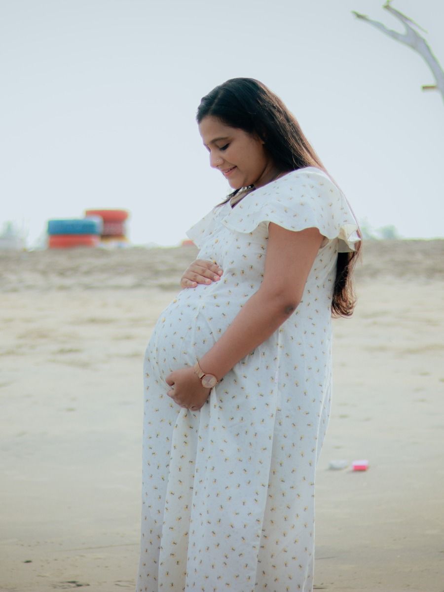 Maternity Organic Short Dress- Dior Yellow