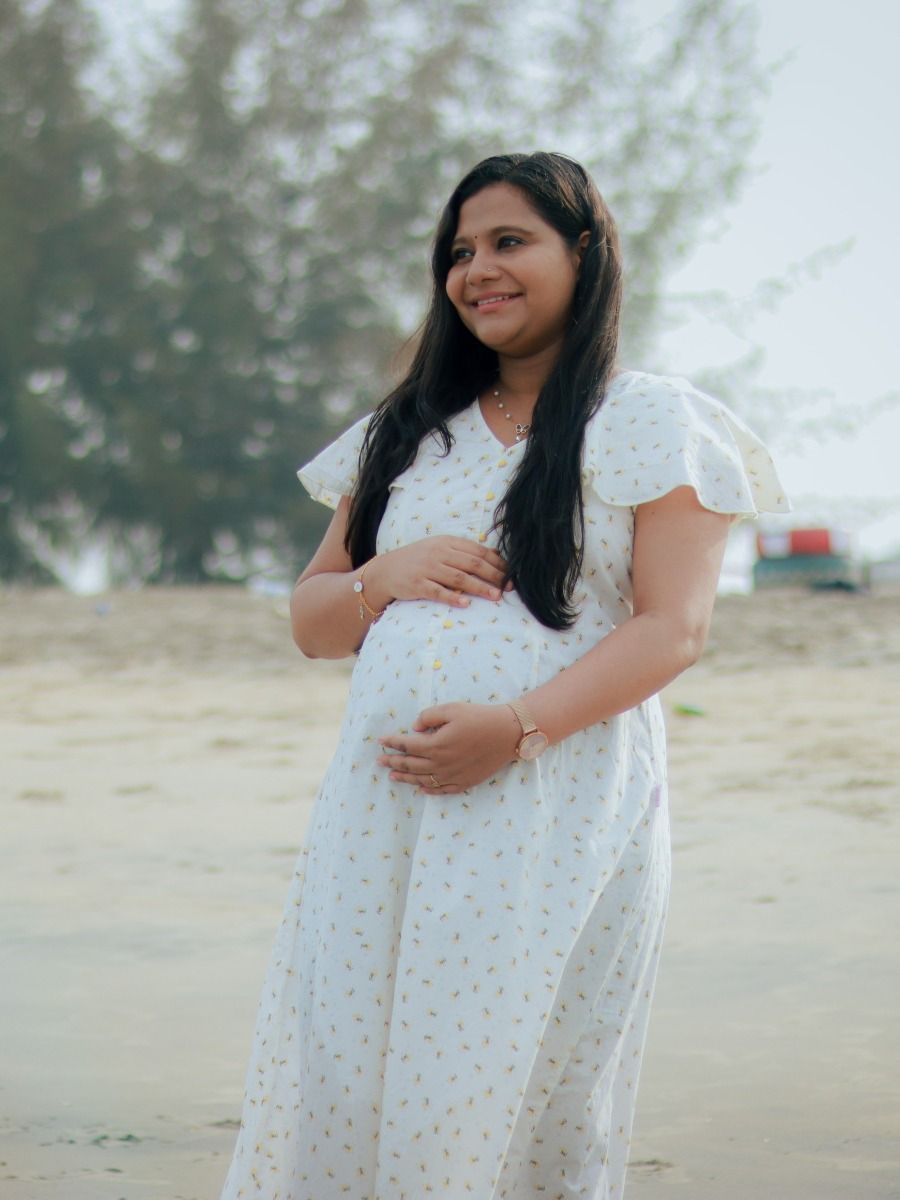 Maternity Organic Short Dress- Dior Yellow