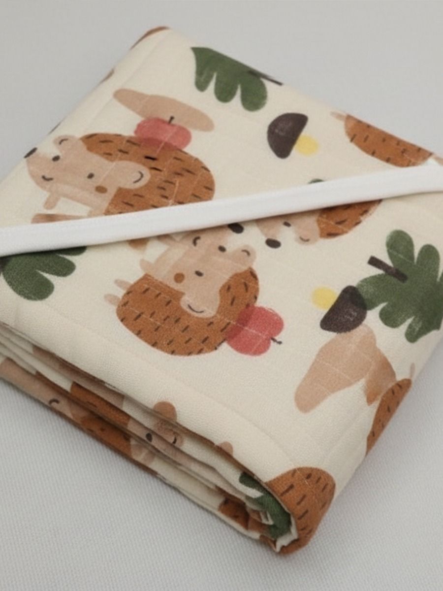 Baby Hood Towel Leaf Print