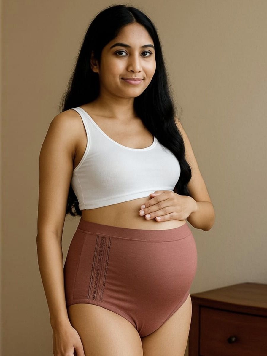 Maternity High Waist Modal Panty Brown
