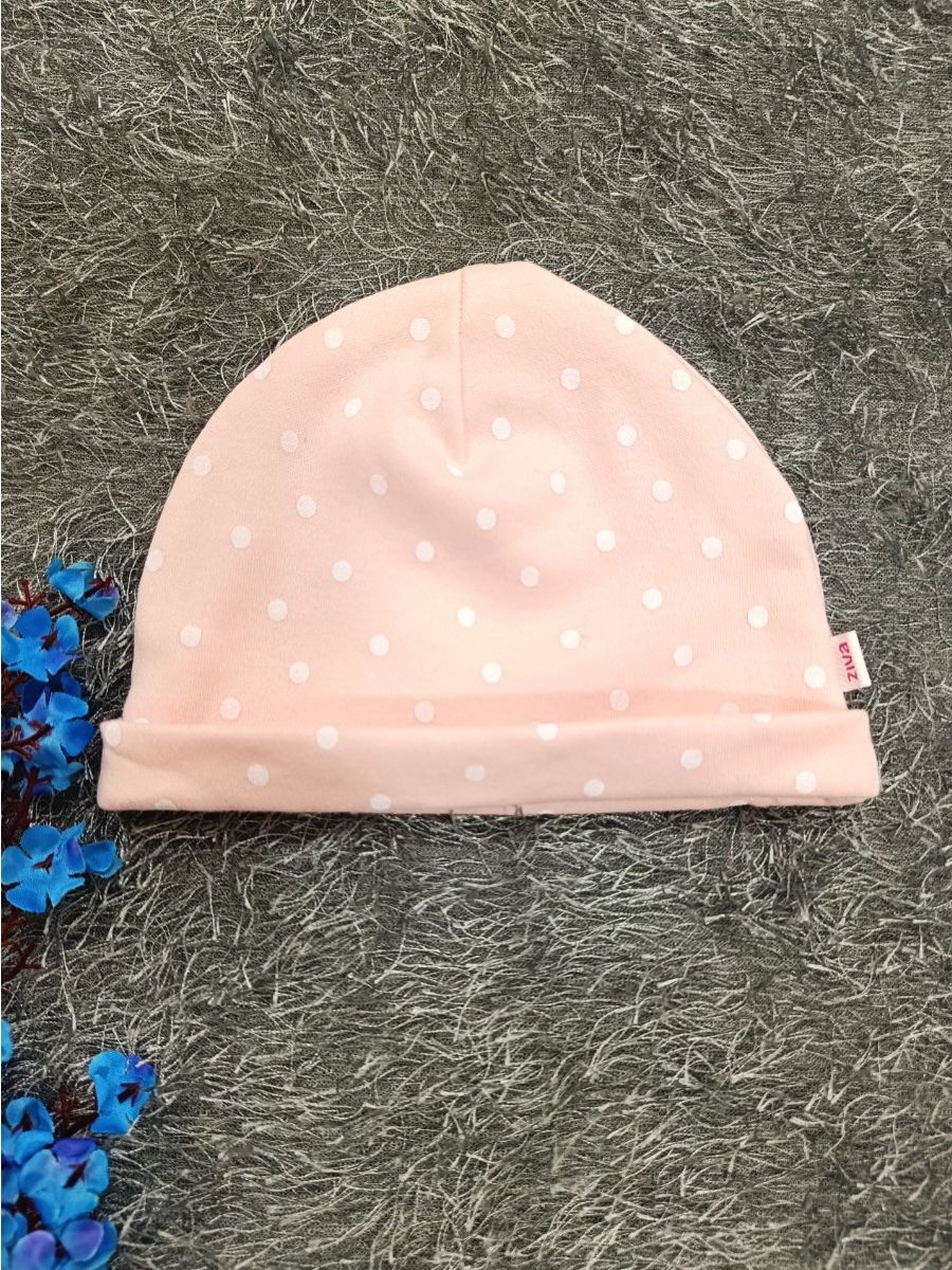 Baby Sleepsuit/ Cap Girl- Pink dot