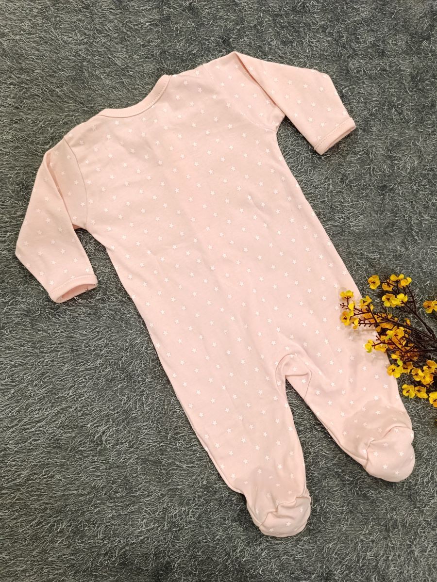Baby Sleepsuit/ Cap Girl- Pink Star