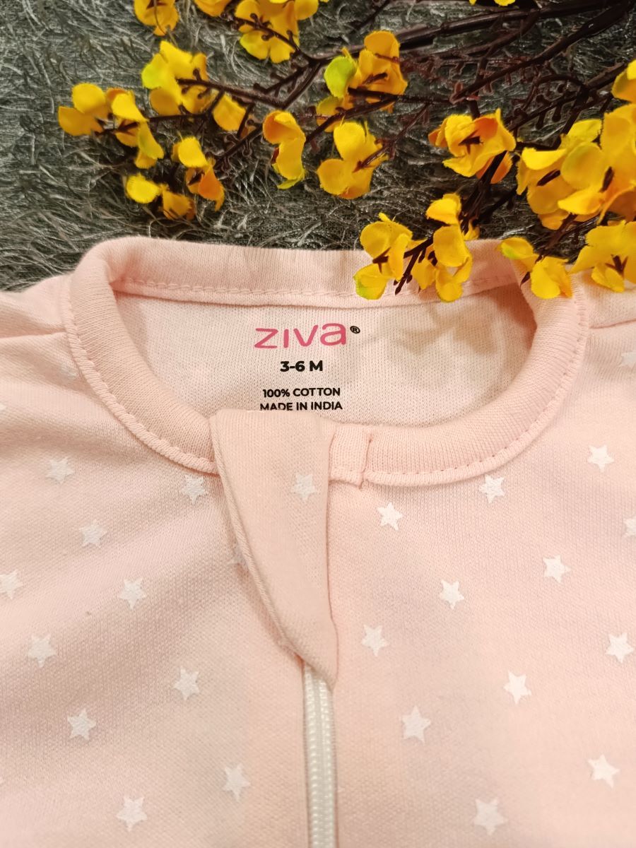 Baby Sleepsuit/ Cap Girl- Pink Star